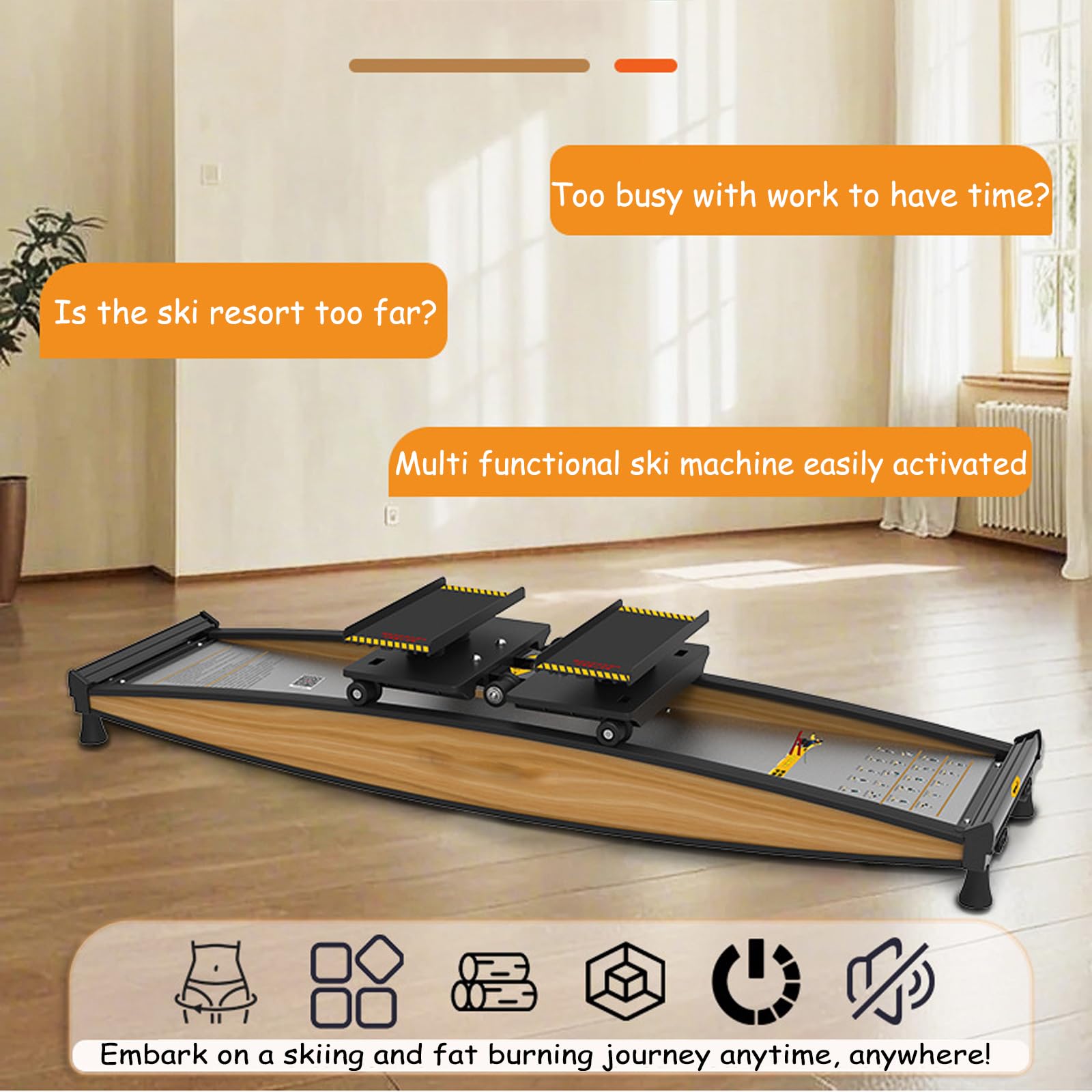 Simulatore Di Sci Indoor - Cross Trainer 3d, Carico Massimo 150kg/330lbs, Con Bastoncini Da Sci E Tappetino Di Base, Attrezzatura Fitness Aerobica Per L'equilibrio Corporeo Indoor