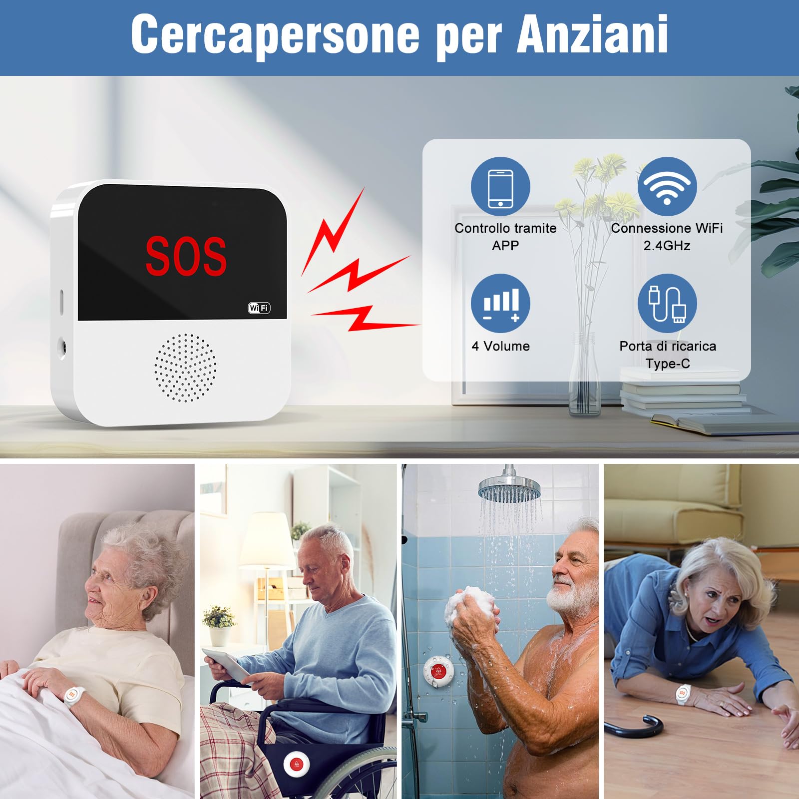 ChunHee Pulsante di chiamata di emergenza per anziani Tuya WiFi Smart Senior Sistema di allarme di emergenza