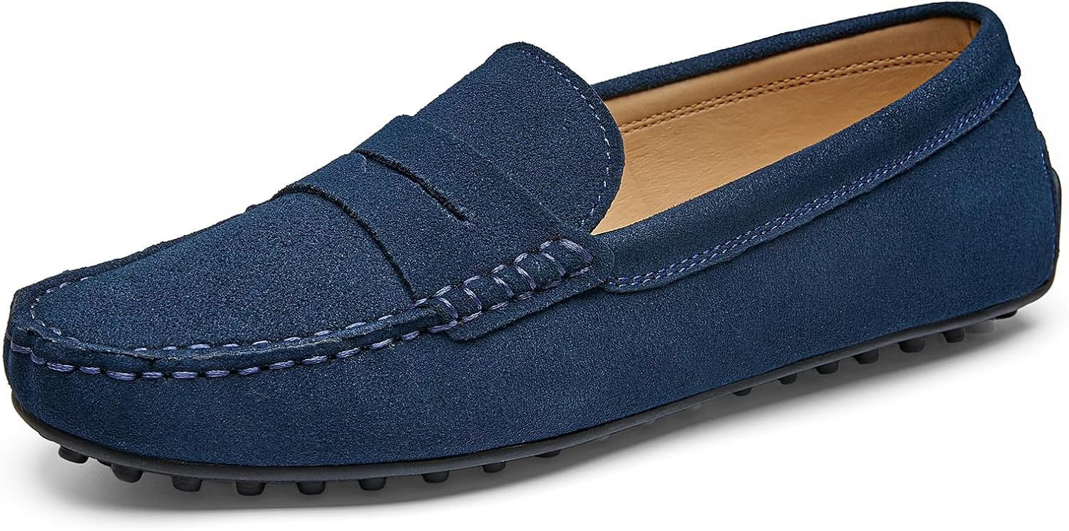 Go Tour Women's Suede Penny Loafers Classic Slip-On Driving Shoes