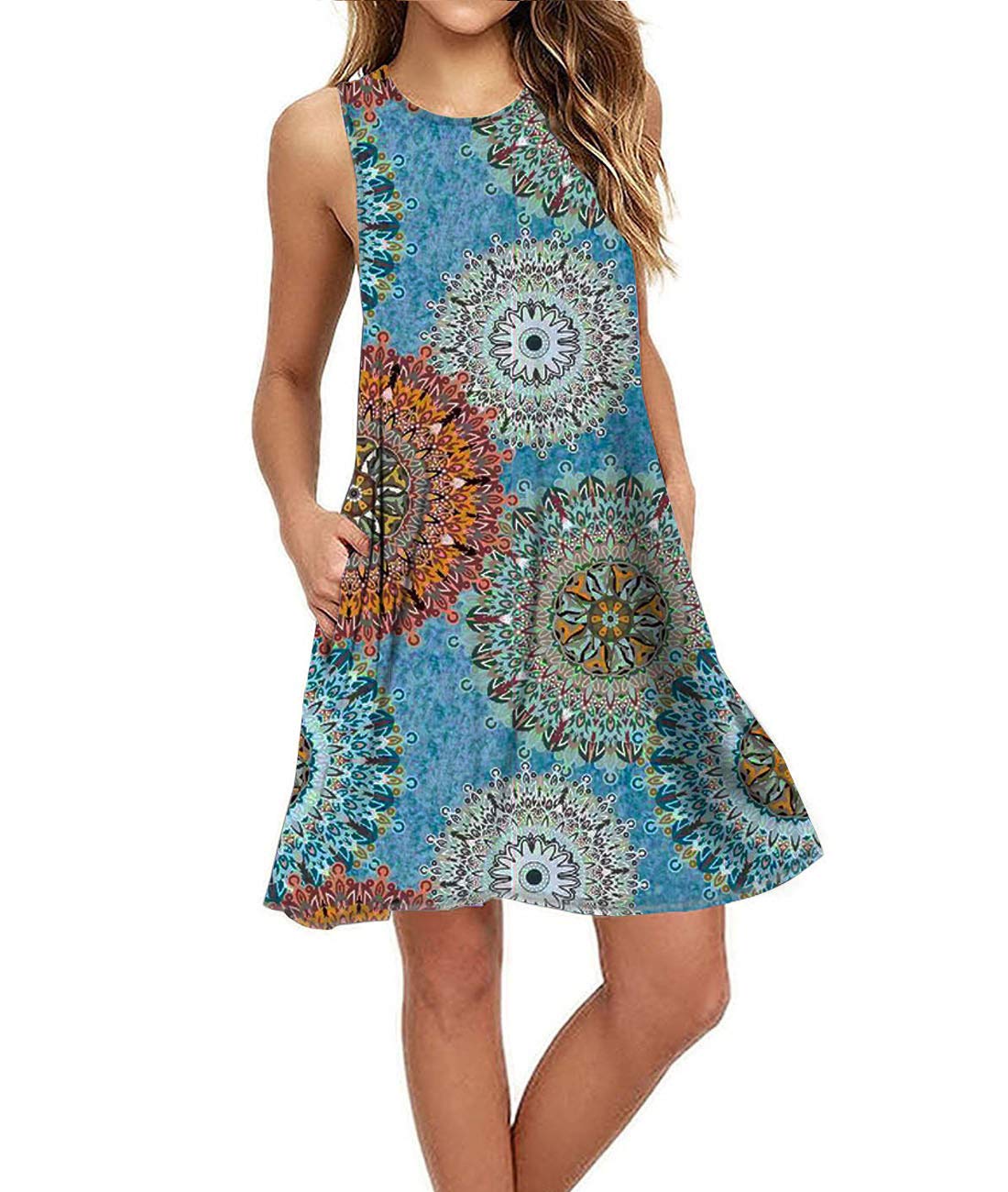 Summer Dresses for Women Casual Sleeveless Swing Sundress with Pockets