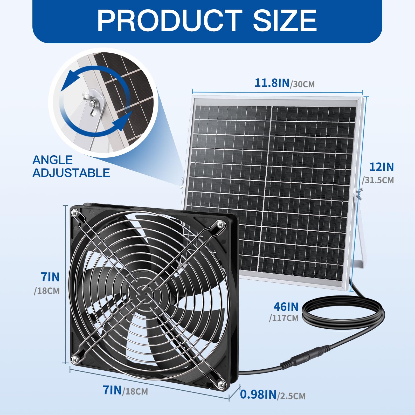Solar Ventilator, 15W wetterfestes Solarpanel mit DC-Ventilator für kleine Hühnerställe, Gewächshäuser, Schuppen, Haustierhäuser, Zu-oder Abluft