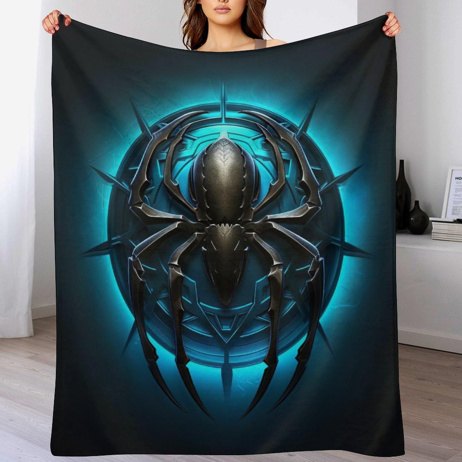 Manta de franela para sofá de araña ligera y manta suave de invierno
