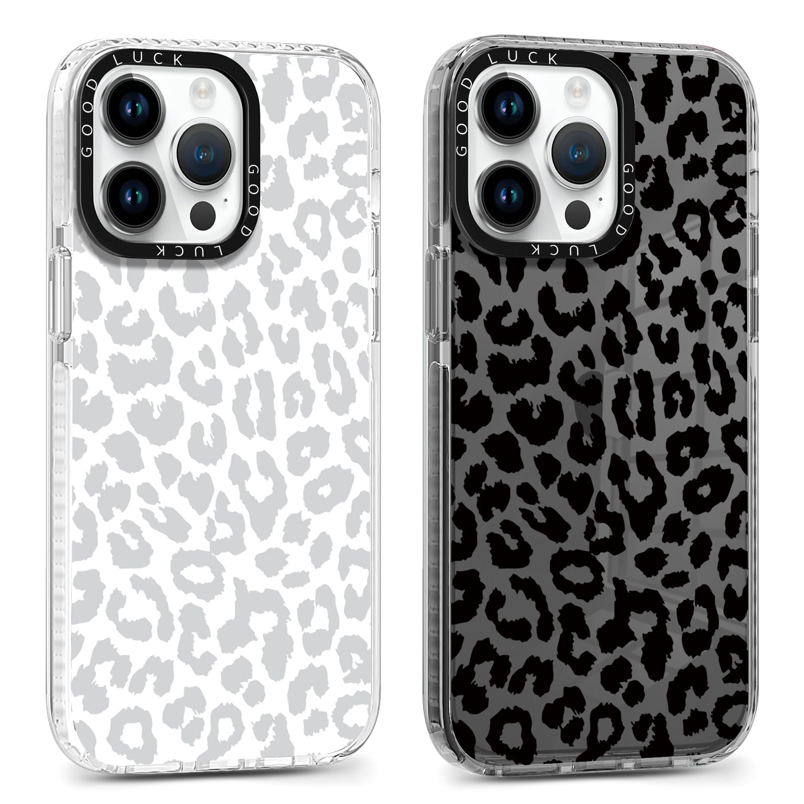 2 fundas transparentes de silicona fina de TPU suave a prueba de golpes para iPhone 13 Pro (6,1 pulgadas), con bonitos patrones para niñas, mujeres y hombres, Estampado de leopardo y guepardo
