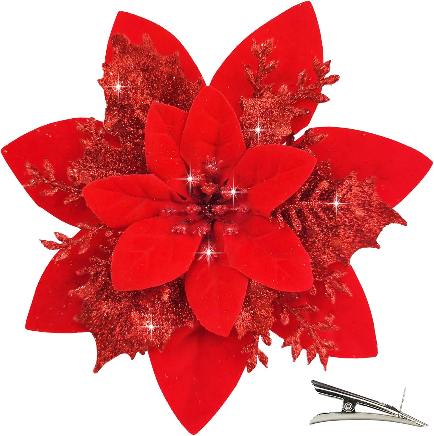 20PCS Christmas Decorations Flowers Artificial with Clip, Christmas Decor Poinsettia Flowers with Glitter Decorations for Christmas Tree Garland Christmas Wreath (Red) 20PCS Christmas Decorations Flowers Artificial with Clip, Christmas Decor Poinsettia Flowers with Glitter Decorations for Christmas Tree Garland Christmas Wreath (Red)