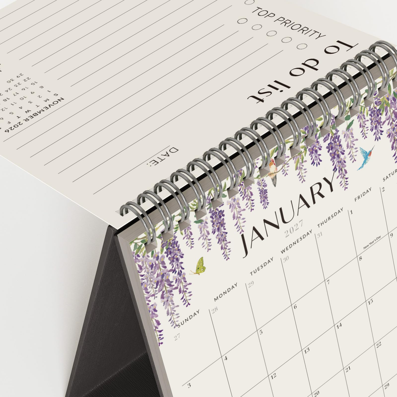 Jotsome Calendrier de bureau vertical 2025-2026 (janvier 2026 à juin 2027, 15,2 x 19,1 cm) (noir)