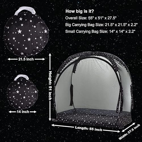 Miniatura 6 de ZXPLO Tienda de seguridad para cuna para mantener al bebé en pop-up mosquitera mosquitera cubierta de malla para el niño - negro