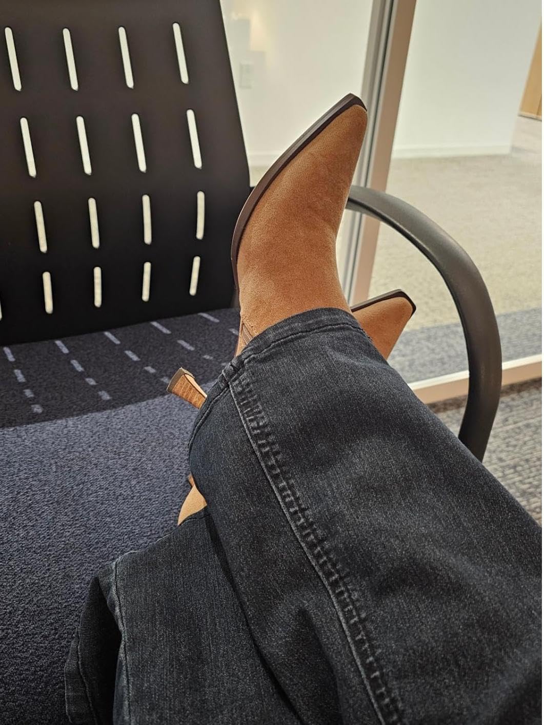 Coutgo Womens Kitten Low Heel Ankle Boots Pointed Toe Side Zipper Short Booties Fall Shoes - Image 6