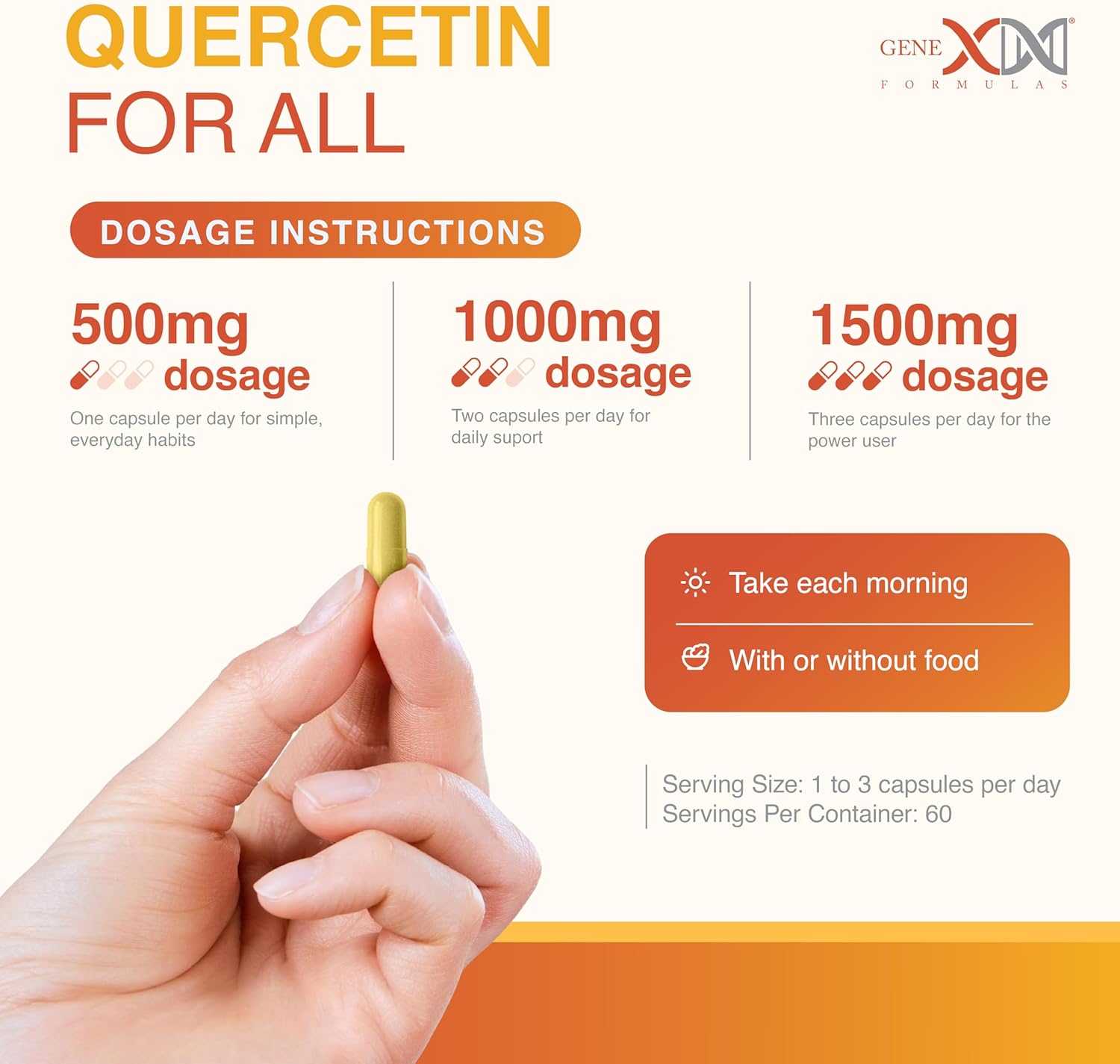 Genex Formulas Quercetin 500mg (60 Capsules) Non-GMO, Gluten-Free (3 Pack)