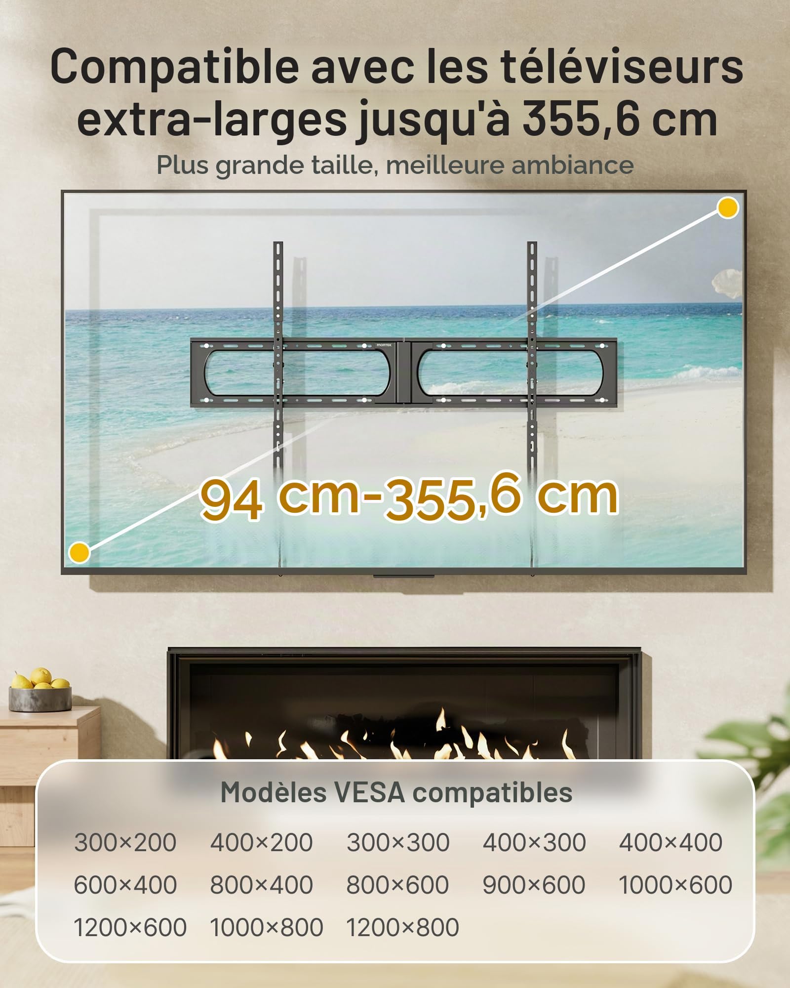 monTEK Support Mural TV 37-140 Pouces, Robuste jusqu'à 136 kg