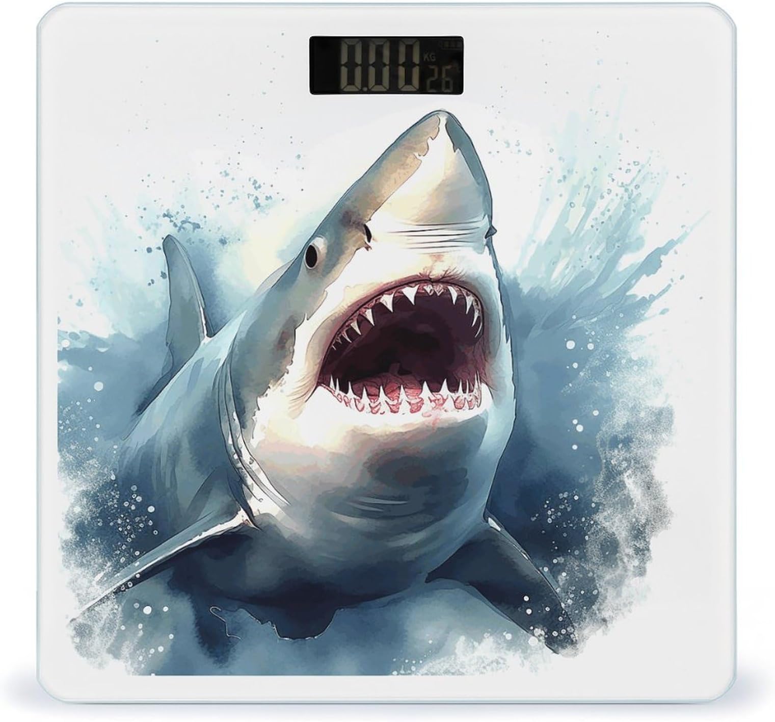 Shark in The Sea Bathroom Scale Large LCD Backlight Display Digital Scale Rounded Corners Body Scales Automatic Power On/Off Bathroom Scales for Home Bedrooms