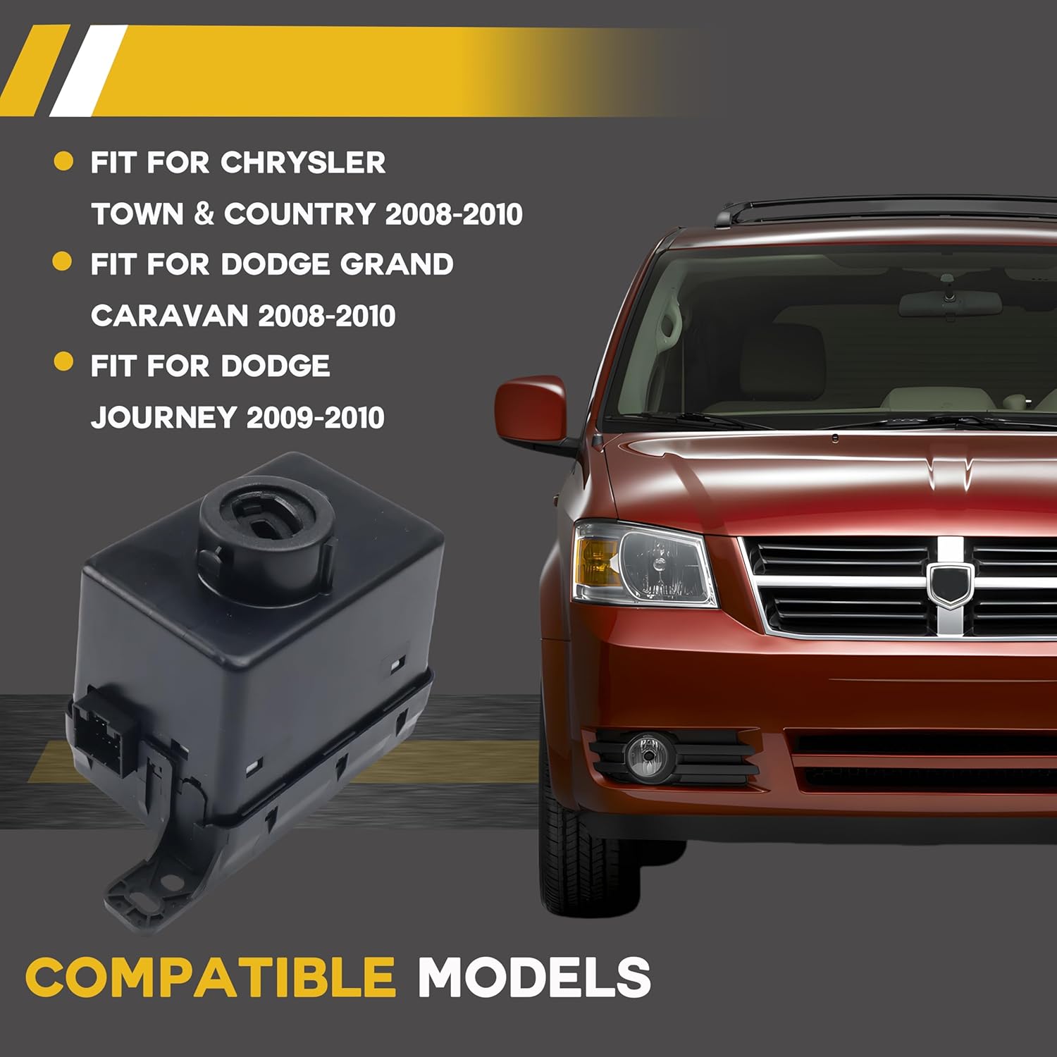 68210155AA Wireless Ignition Switch Module Keyless Entry Receiver Fit for Chrysler Town&Country/Dodge Grand Caravan 2008-2010, for Dodge Journey 2009-2010, Replace# 68210155AB, 5026147AC, 68066729AA