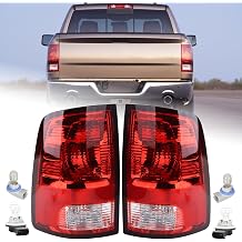 A Pair Halogen Tail Light Assembly Fit for 2009-2018 Dodge Ram 1500 2500 3500 Pickup Taillights Rear Light Left Driver and Right Passenger Side Rear Lamp W/Bulbs 55277415AD 55277414AE