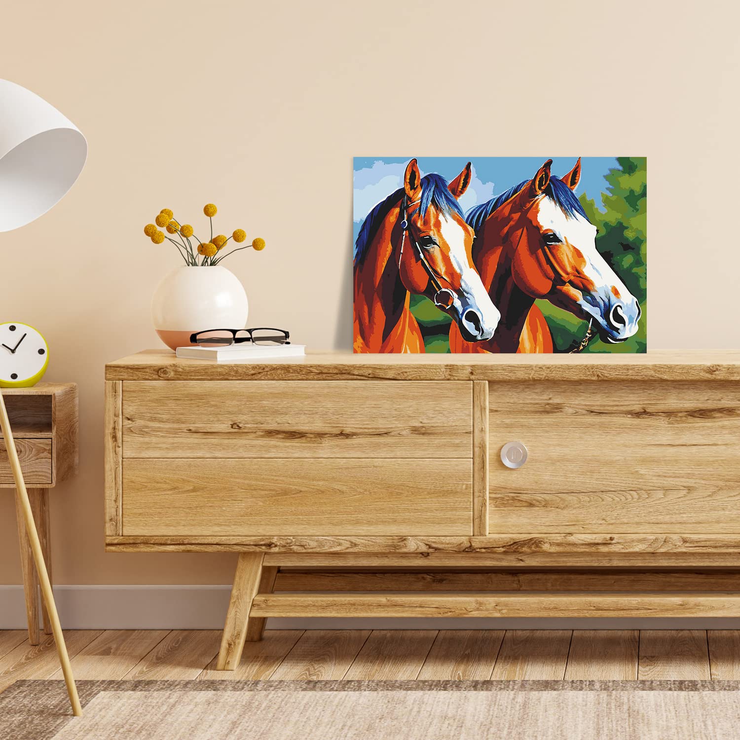 Malen nach Zahlen Erwachsene - Pferde Pegasus und Penelope 90 x 60 cm groß XL Premium-Malset ohne Rahmen, Hergestellt in unserer Produktion in Deutschland, Kreative