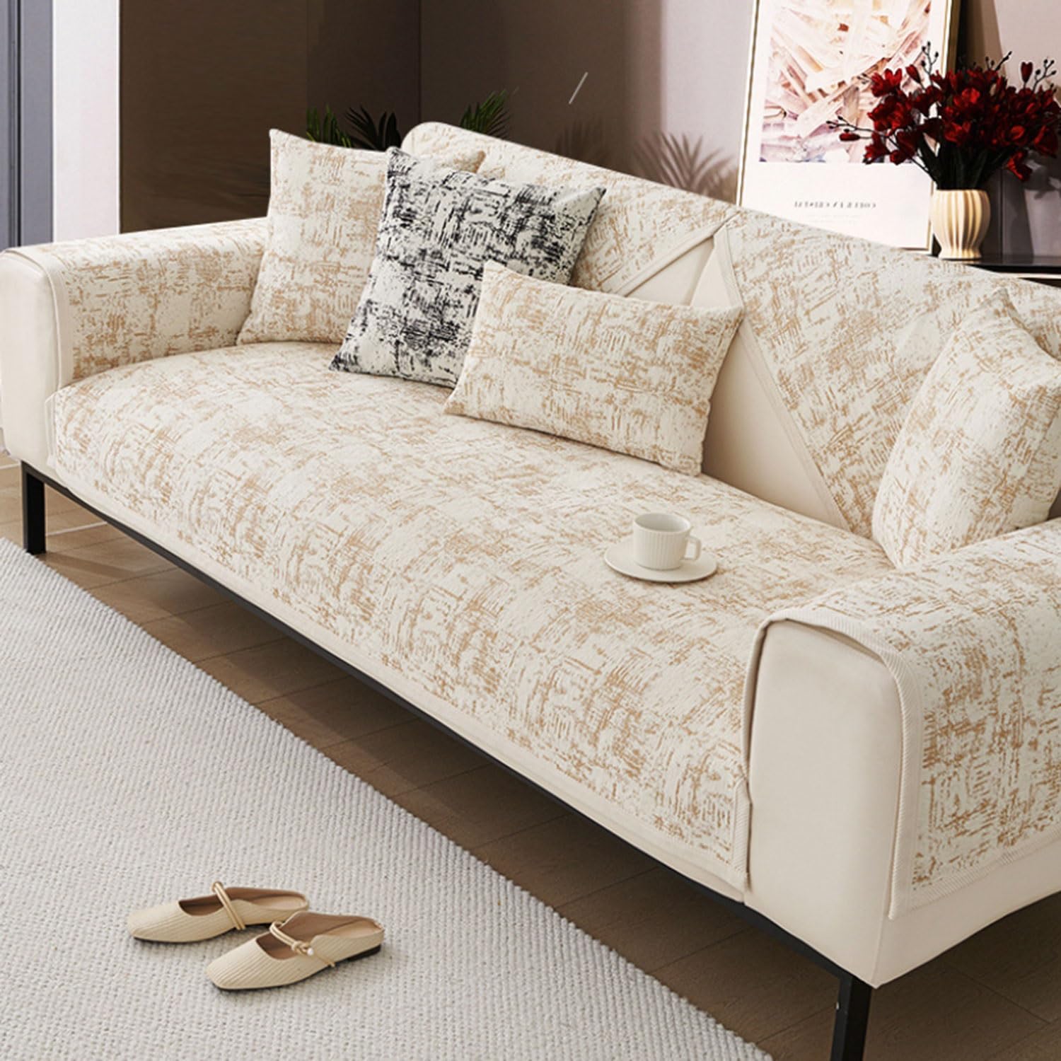 Funda Sofa 3 plazas Color Protector de Sofá Universal Forma de L Cubre Sofas Topper Sofa Tacto Suave y Resistente Ideal para Mascotas Antideslizantes(Black,110 * 240cm)