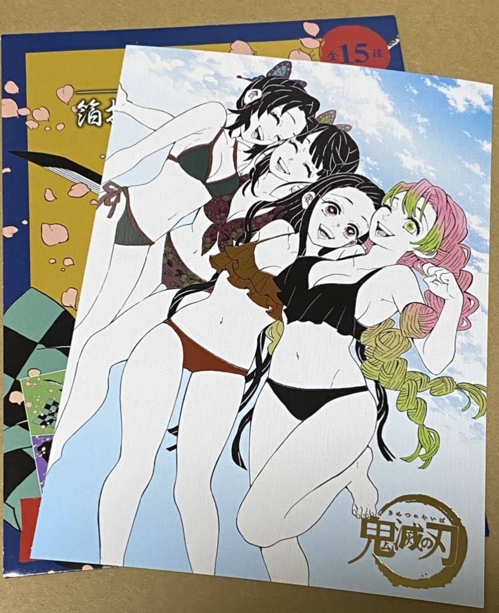 Amazon.co.jp: 鬼滅 原画展 しのぶ カナヲ 禰豆子 蜜璃 水着 箔押し 