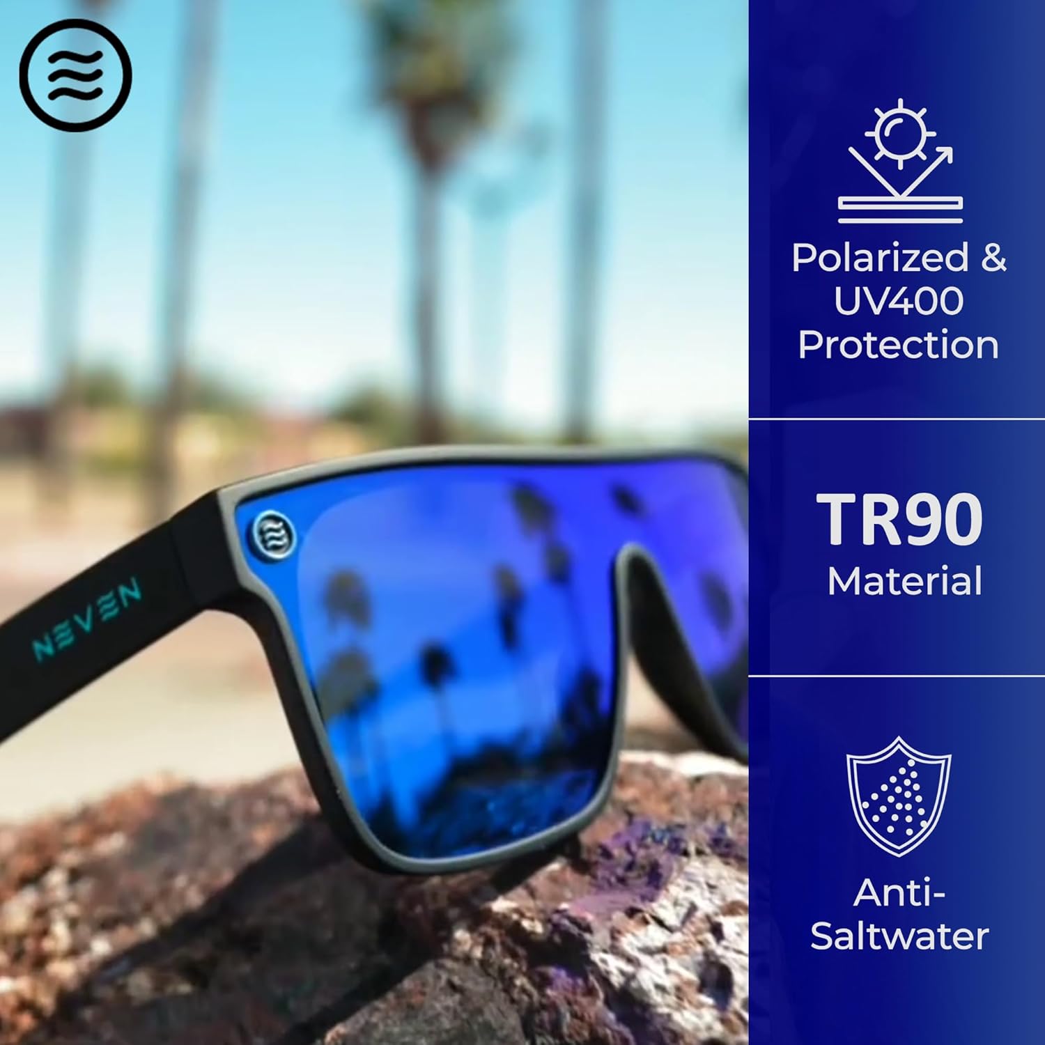 NEVEN Legend Polarized Work Sunglasses for Men - Stylish Side Shield Sunglasses - UV Protection Glasses for Outdoors. Midnight image 4 of 7 B0B7272WX4