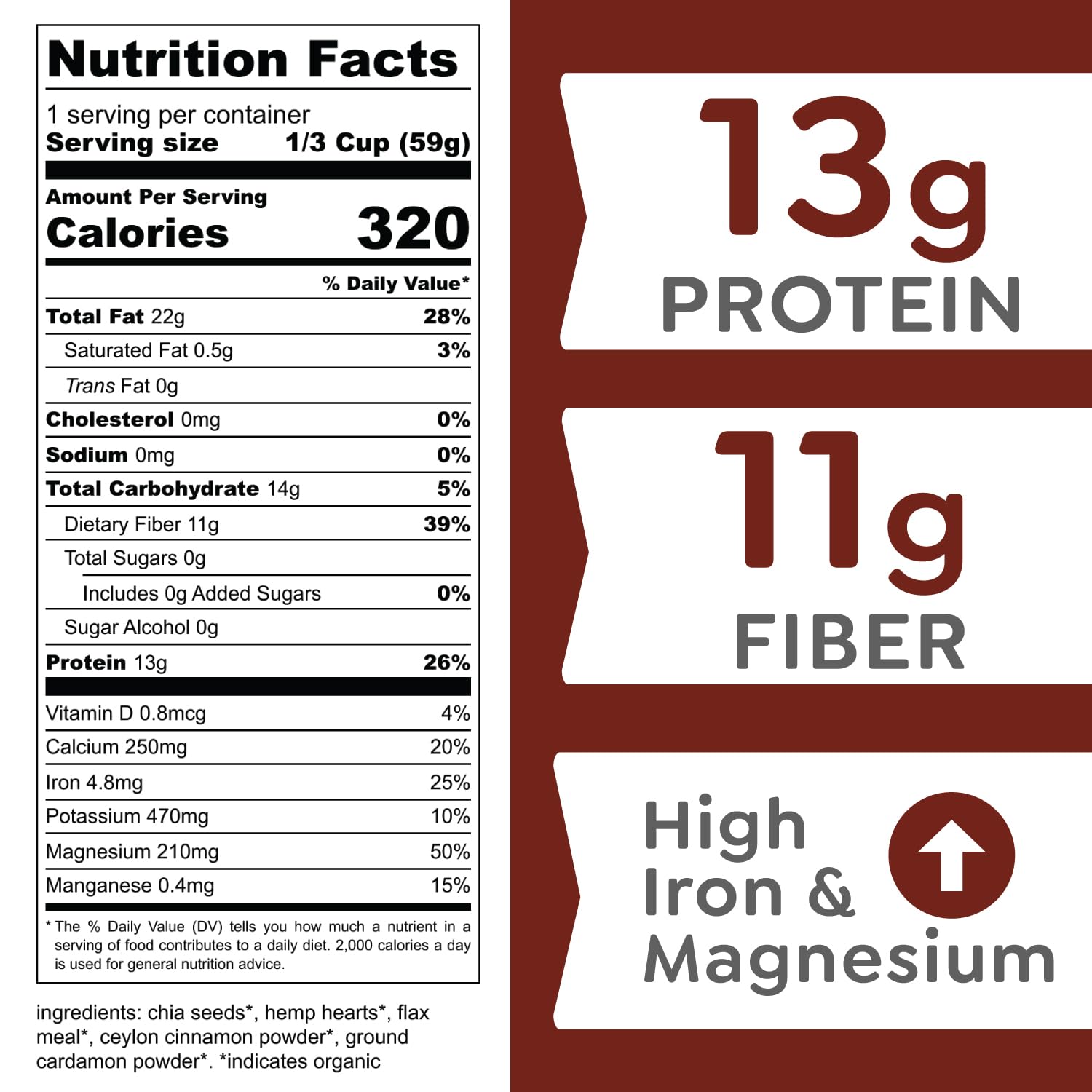 Witzi's No Oats Oatmeal Alternative, Cardamom & Cinnamon, 2oz (Pack of 6), Made with Chia Seeds, Cinnamon & Cardamom, Grain Free, Gluten Free, Vegan, Keto image 2