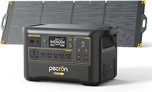 Pecron Portable Power Station F3000LFP with 200W Solar Panel*1, 3072Wh Solar Camping Generator can expand to 9216Wh, 3600W Solar Generator for RV, Home Use, CPAP