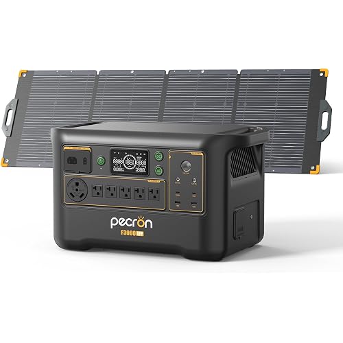 PECRON Portable Power Station F3000LFP with 200W Solar Panel*1, 3072Wh Solar Camping Generator can expand to 10752Wh, 3600W Solar Generator for RV, Home Use, CPAP