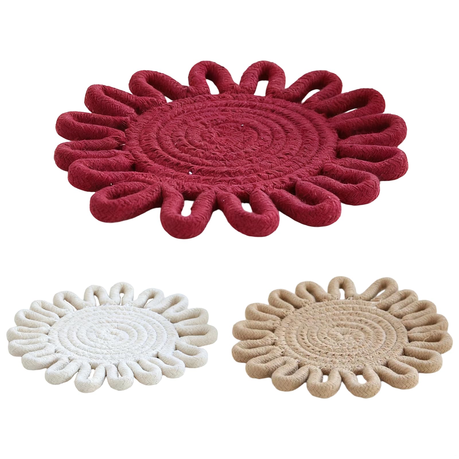 Sets de table en coton style nordique BOSREROY dessous de plat rouge blanc jaune