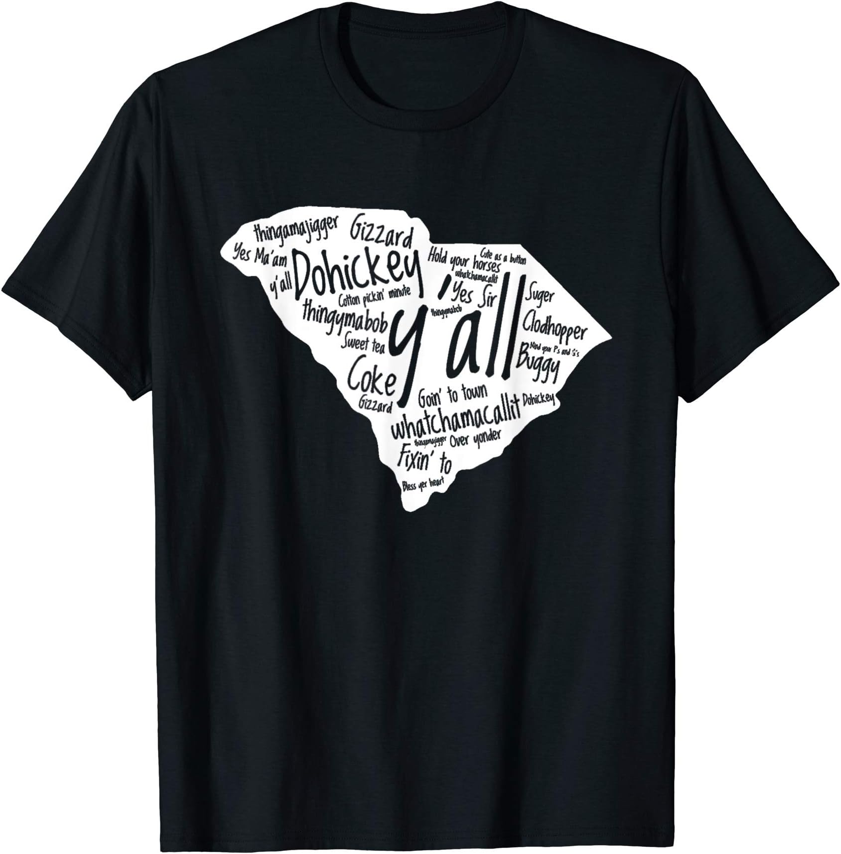 South Carolina Southern Slang Map Funny VTLDesignsSouth Carolina State Funny Carolinian Southern Slang Words T-Shirt