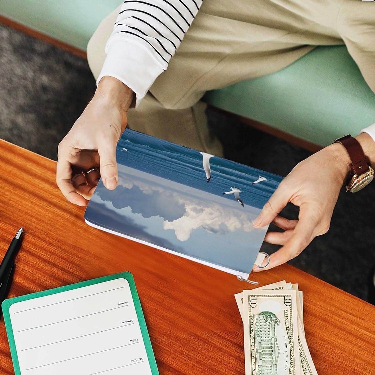 The Deep Blue Sea Coin Purse Coin Pouch with Zipper for Men Women Portable Change Wallet Canvas Coin Bag