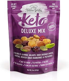 KGF - Nature's Garden Keto Deluxe Mix, Mixed Nuts and Cranberries with 1Billion Probiotics, 8 oz Pack of 4