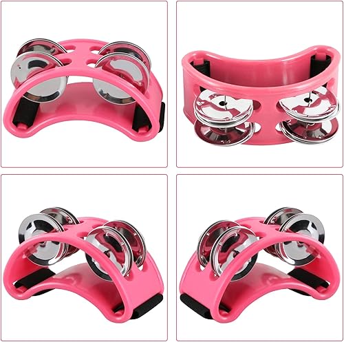 Miniatura 12 de EASTROCK Pandereta de percusión de pie, instrumento musical de percusión de pie con cascabeles de acero dorado para tocar guitarra de tambor, negro