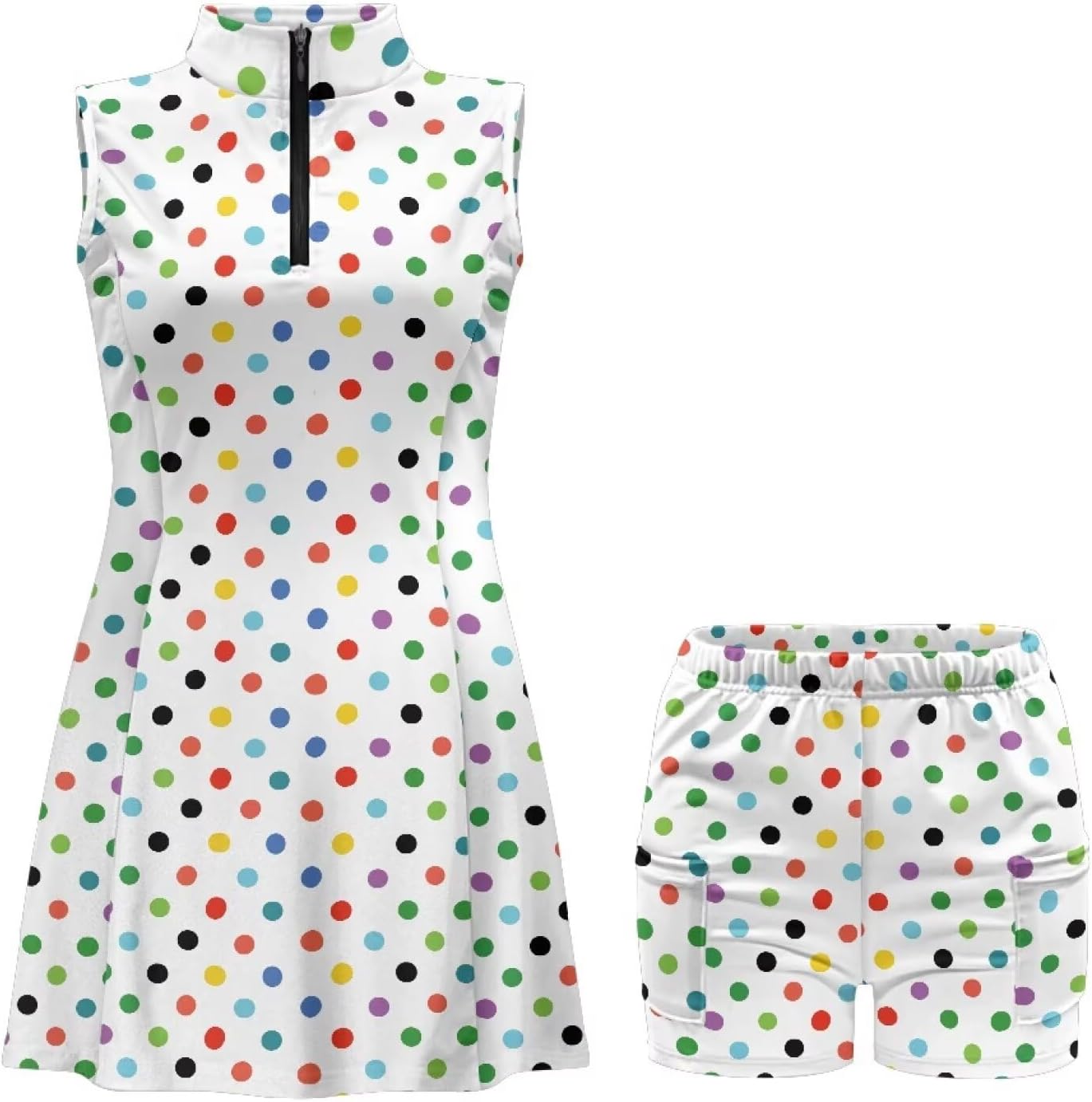 doginthehole Golf Dresses for Women with Shorts Tennis Polos Tops Sports Athletic Dresses for Women with Zipper Pockets