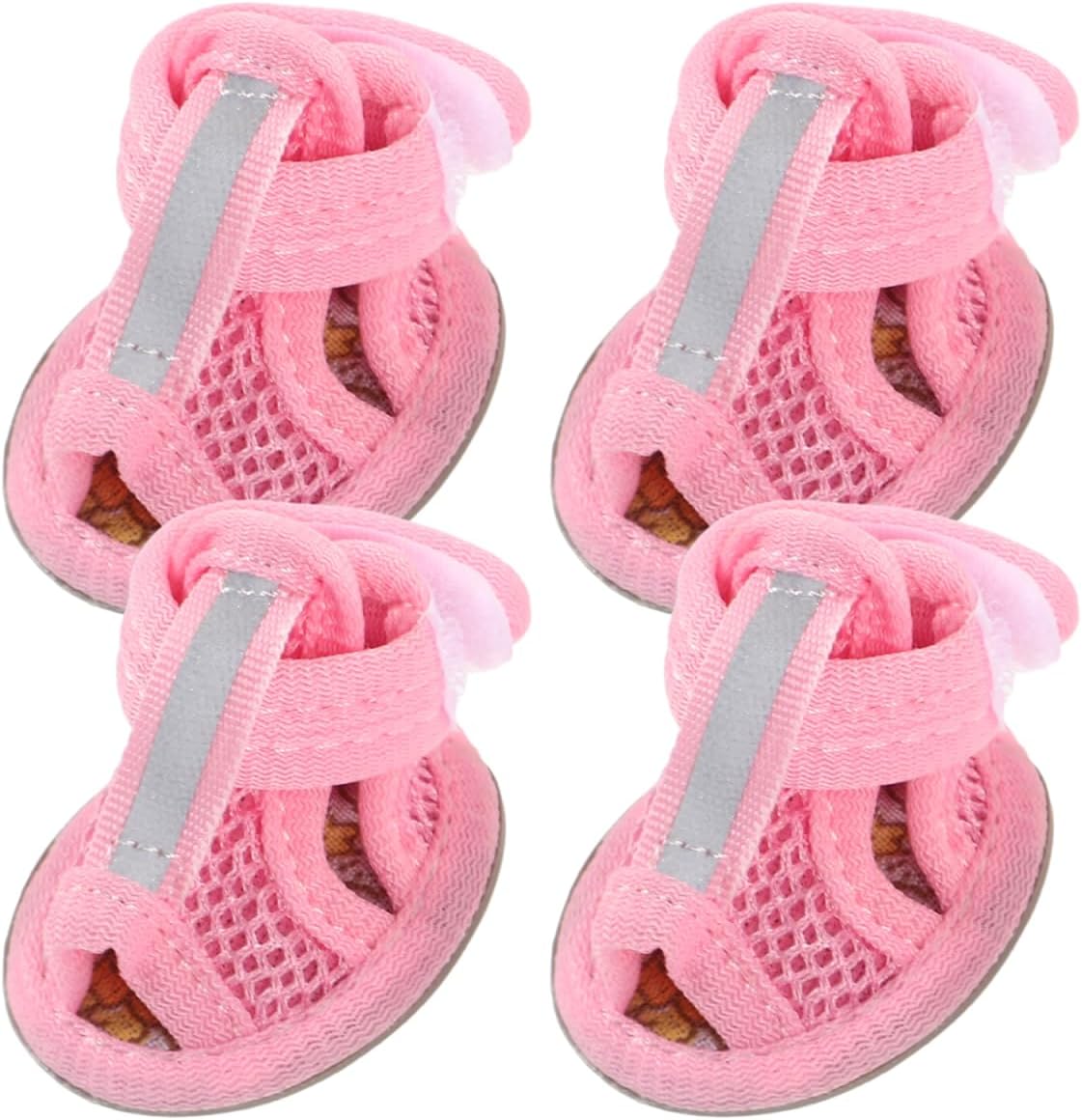 Dog Shoes: Hemobllo 4pcs Breathable Mesh Dog Sandals for Summer, Adjustable Fit Comfortable and Non-Slip Outdoor Shoes for Small Pet Puppy for Hot Weather, Rainy Days,Pink - Size 2