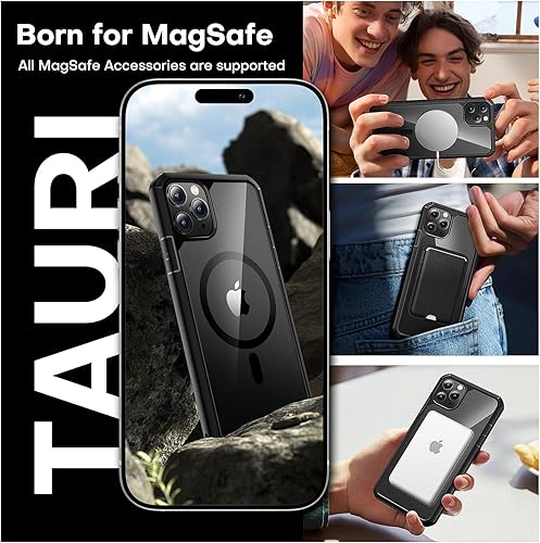 Miniatura 60 de TAURI Funda 3 en 1 para iPhone 13 Pro, [no amarilla] con 2 protectores de pantalla, funda delgada a prueba de golpes para iPhone 13 Pro, color negro