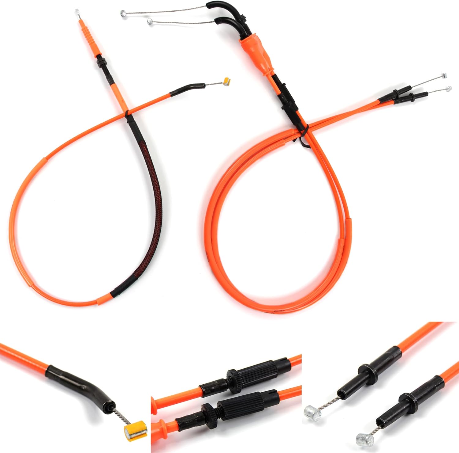 Arashi Throttle and Clutch Cable for Kawasaki Ninja ZX6R ZX-6R 2009-2016, Motorcycle Replacement Accessories Stainless Wire Lines Rubber Orange