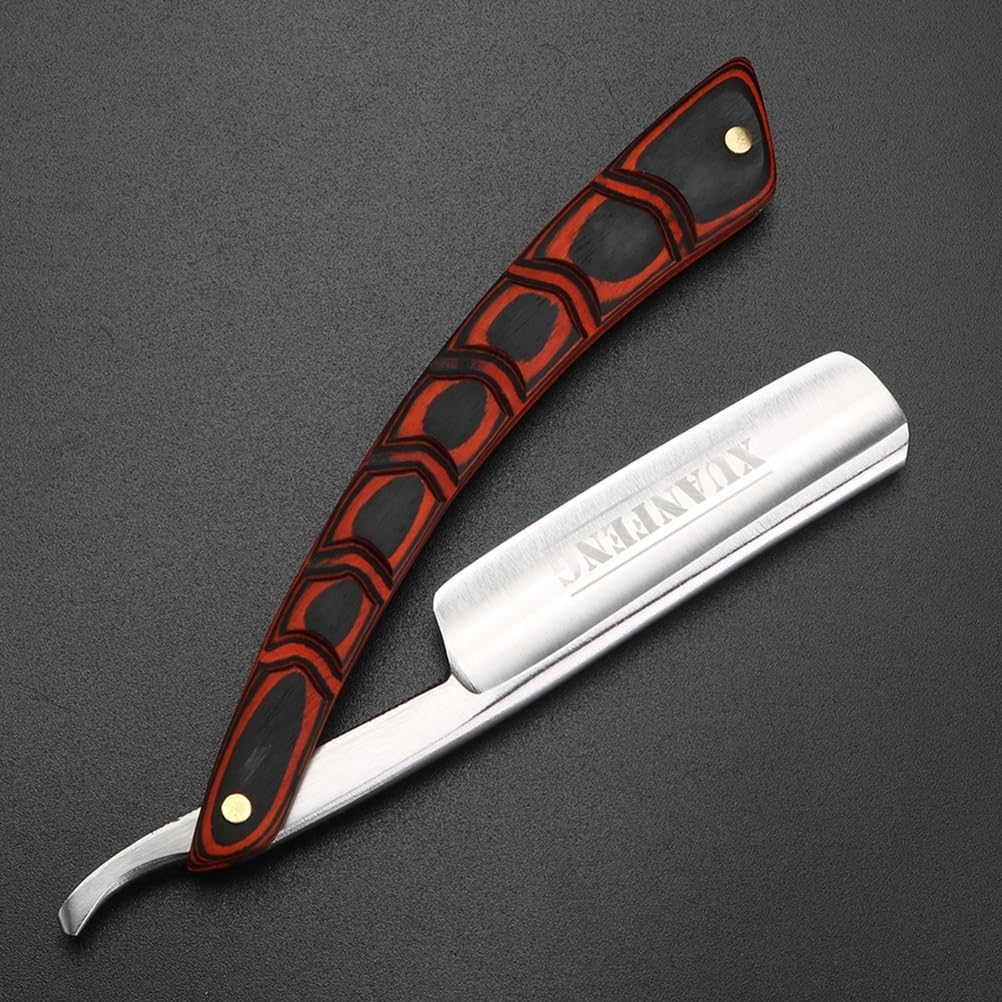 ストレートカミソリ、男性用木製ストレートエッジカミソリ ステンレススチール手動ストレートカミソリキット ヴィンテージカミソリには理髪