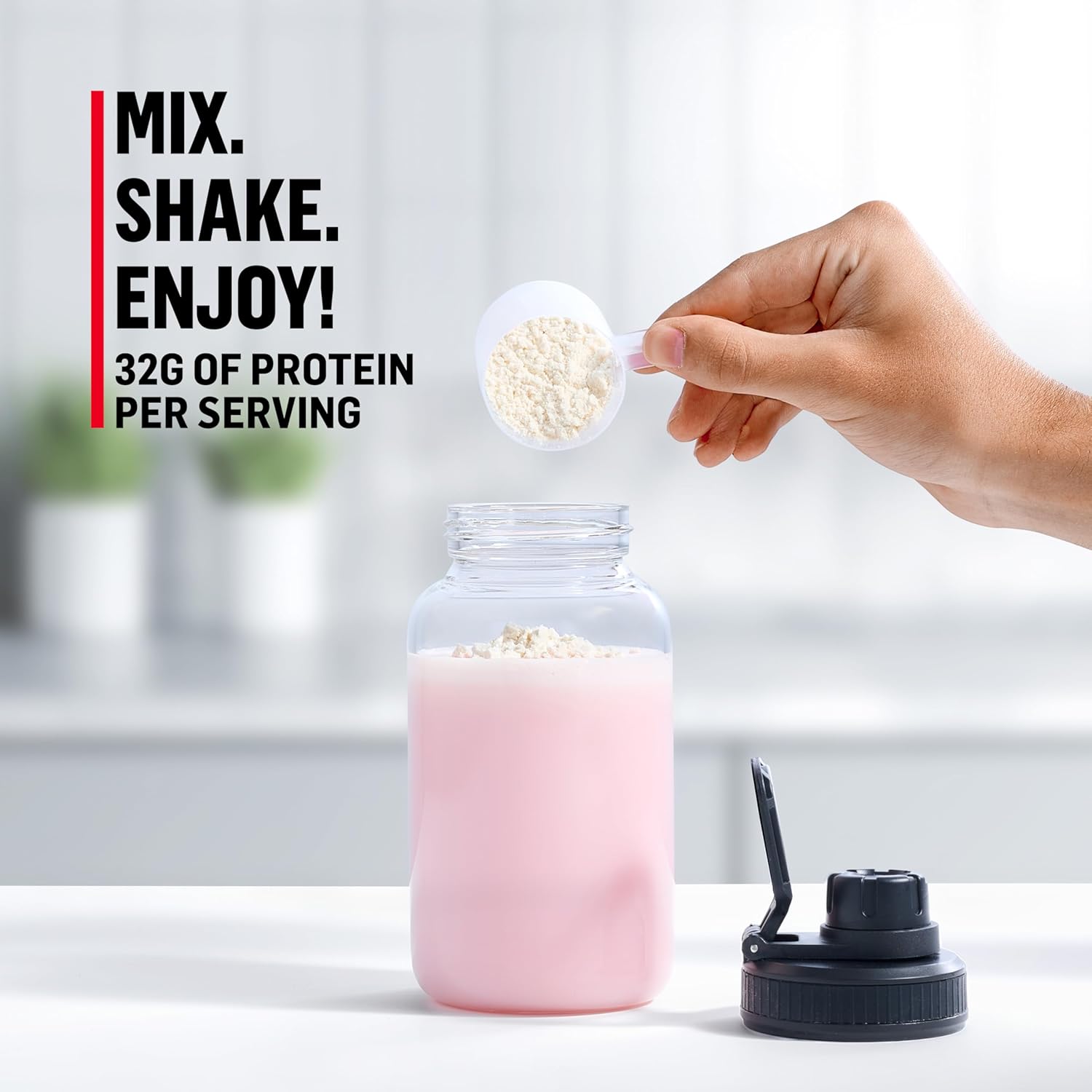 Muscle Milk Genuine Protein Powder, Strawberries ‘N Crème, 1.93 Pounds, 13 Servings, 32g Protein, 3g Sugar, Calcium, Vitamins A, C & D, NSF Certified for Sport, Energizing Snack, Packaging May Vary image 3