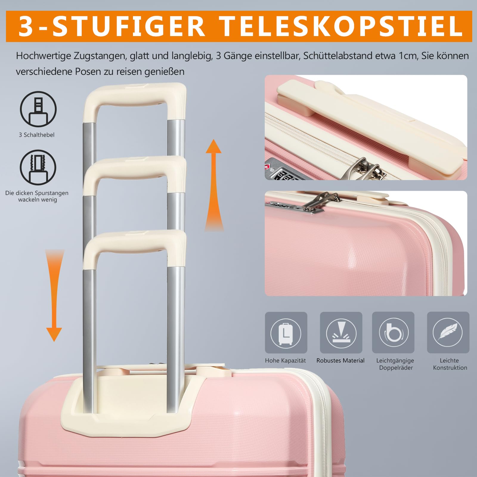 Joyway Set de Valises, 3 Pcs Ensemble de Valise Trolley Voyage, Ultra-légères Bagages de Cabine 20", avec Roues Multi-angles Spinner et Serrure TSA, Inclus 1 Trousse de Toilette et 1 Sac Bandoulière