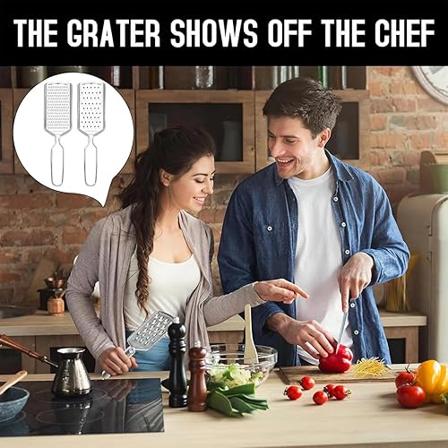 Miniatura 4 de Rallador de limón Zester Traje de 2 piezas,Rallador de queso de acero inoxidable,Molinillo fino de cocina para queso parmesano, jengibre, ajo, nuez