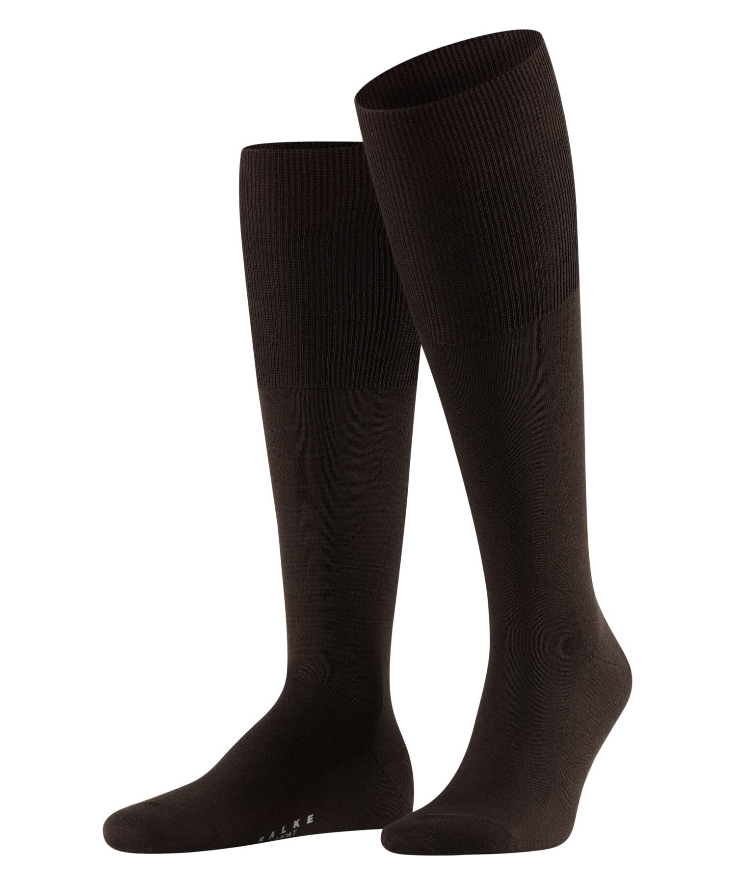 FALKE Men's Airport M Kh Wool Cotton Long Plain 1 Pair Knee-High Socks, Brown 5930, 8.5-9.5