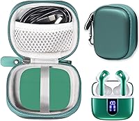 Vista 13 de CaseSack Funda para auriculares Bluetooth TAGRY X08, auriculares inalámbricos verdaderos 60H, bolsillo de malla para cable de carga (Negro)