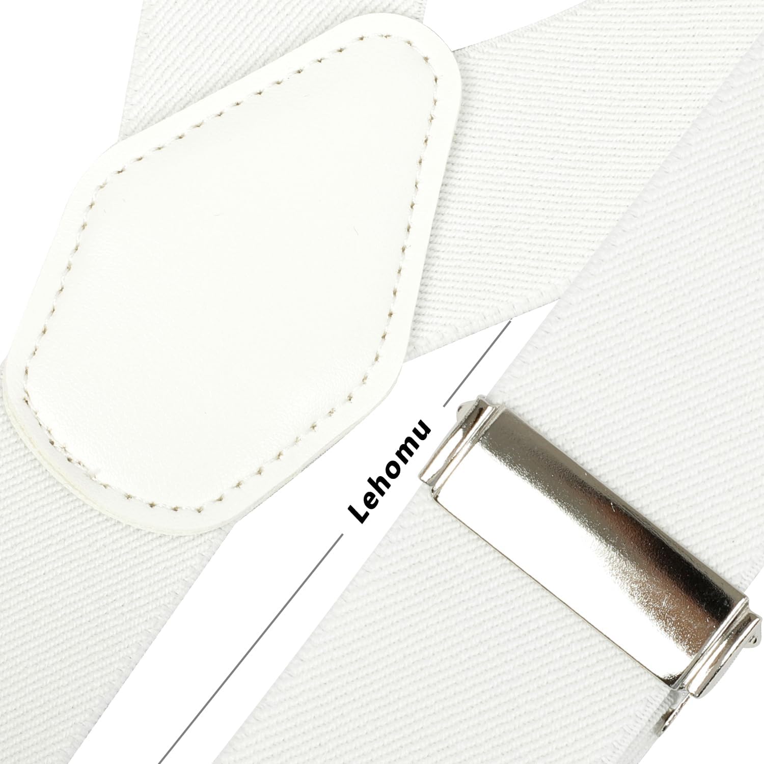 Heavy Duty Leather Suspenders Adjustable Elastic Shoulder Straps Metal Clips Construction Work, Logging, Tuxedo Braces