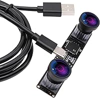 Vista 1 de ELP Cámara USB de doble lente de 4 MP, gran angular, 1080P 60 fps, Lightburn, mini UVC USB2.0 grabador láser módulo de cámara para computadora