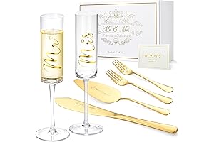 ROXBURGH Wedding Cake Knife and Server Set, Bride and Groom Champagne Flutes...
