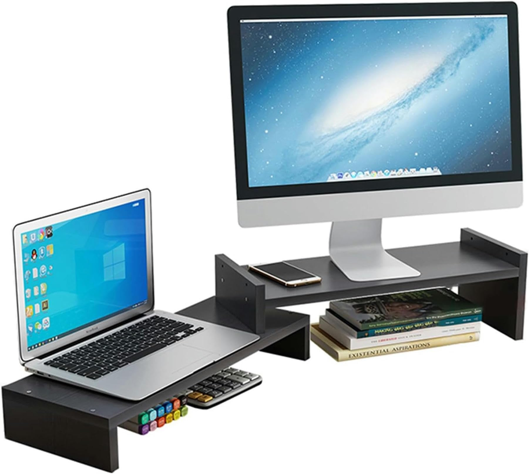 Organisation de bureau pour 2 moniteurs idéale pour le télétravail