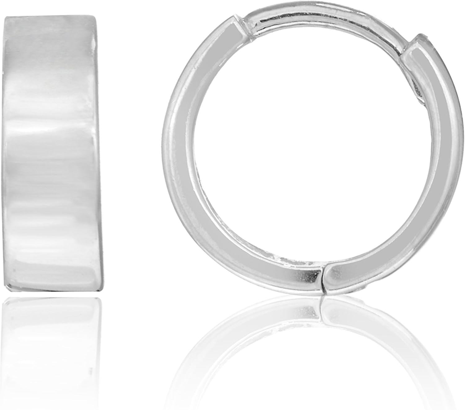 Ritastephens | Sterling Silver | Square | Edge | Shiny | Huggie Hoop | Earrings | 3.8x11 Mm