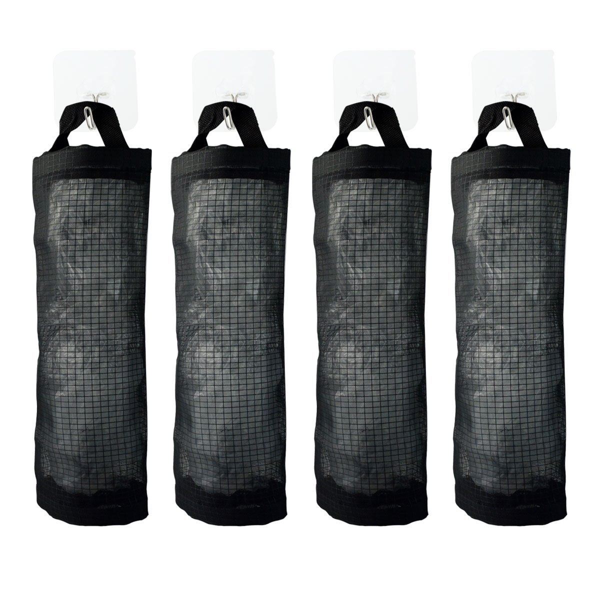 Garbage Bag Organizer,obmwang Pack of 4 Wall Mount Mesh Garbage Bag Holders with 4 Hooks, Hanging Folding Mesh Trash Waste Grocery Bag Storage Bag Dispenser Organizer Holder for Home and Kitchen