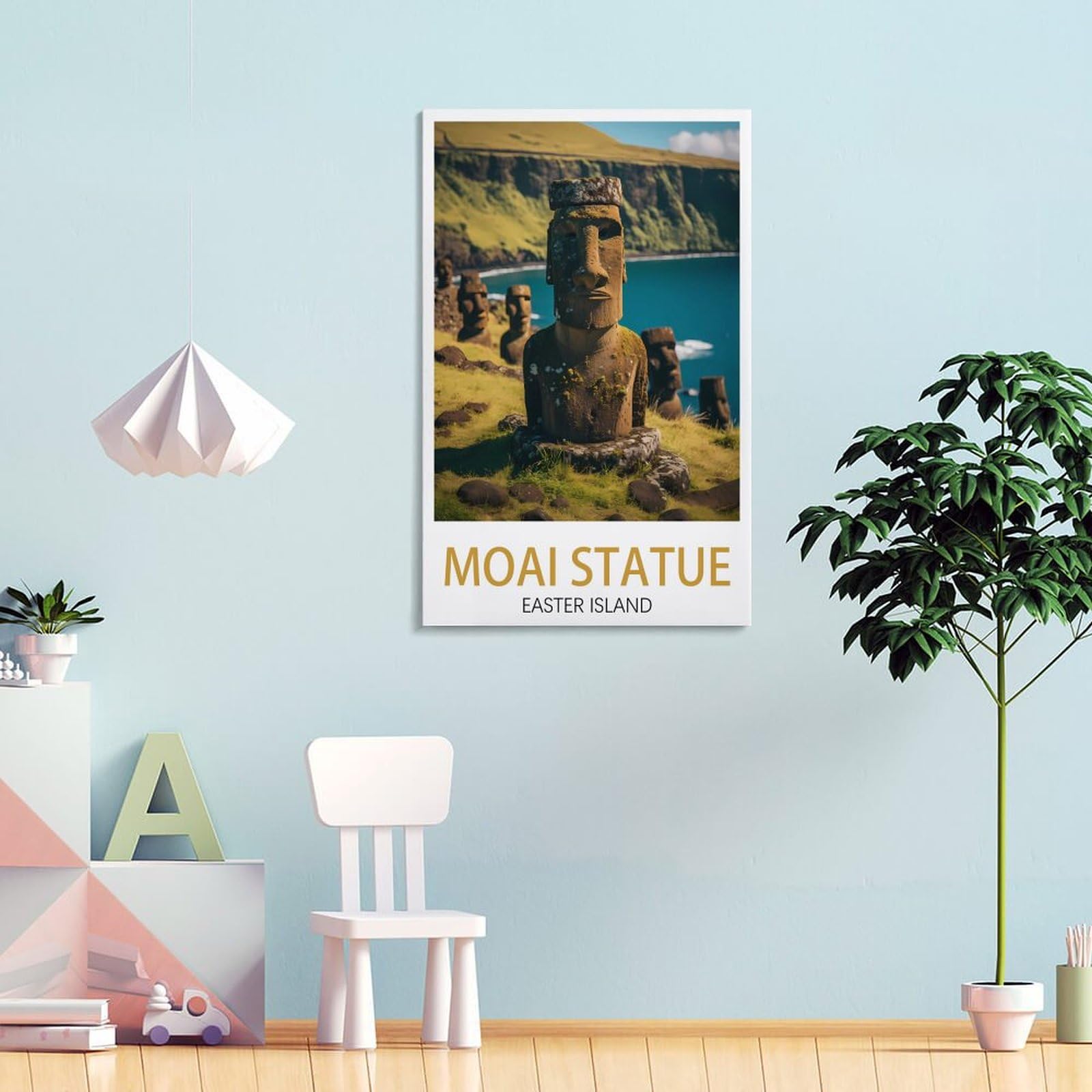 PuPLuM Moai Statue Osterinsel Vintage-Reiseposter Leinwand 50 x 75 cm Wandkunst