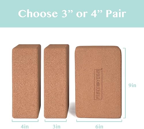 Miniatura 3 de Bloques de yoga de madera de corcho con diseños de primera calidad, paquete de 2