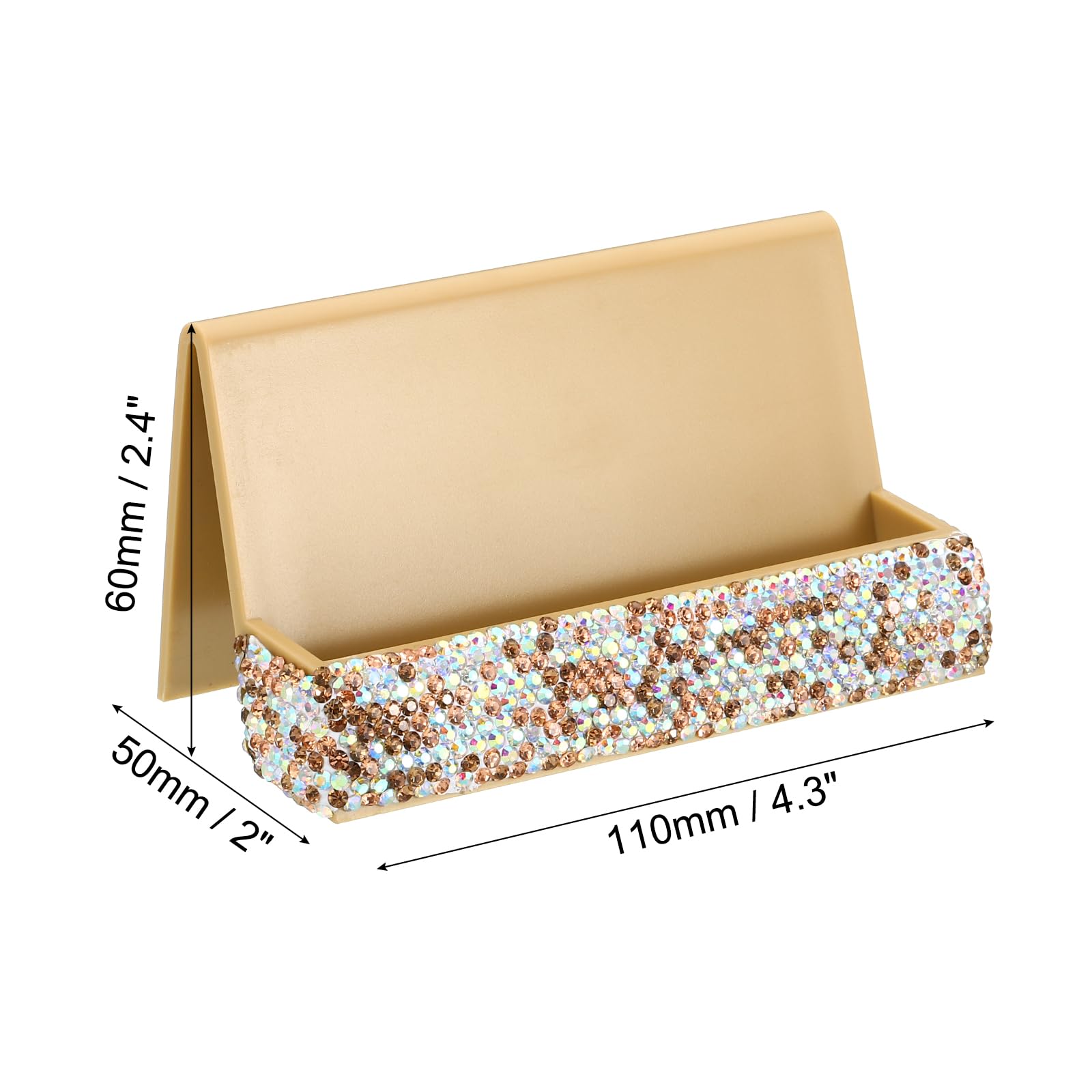 PATIKIL Business Card Holder for Desk Rhinestone Business Card Holders Crystal Card Stand Organizer Cards Display for Office Exhibition Gold Tone - Image 2