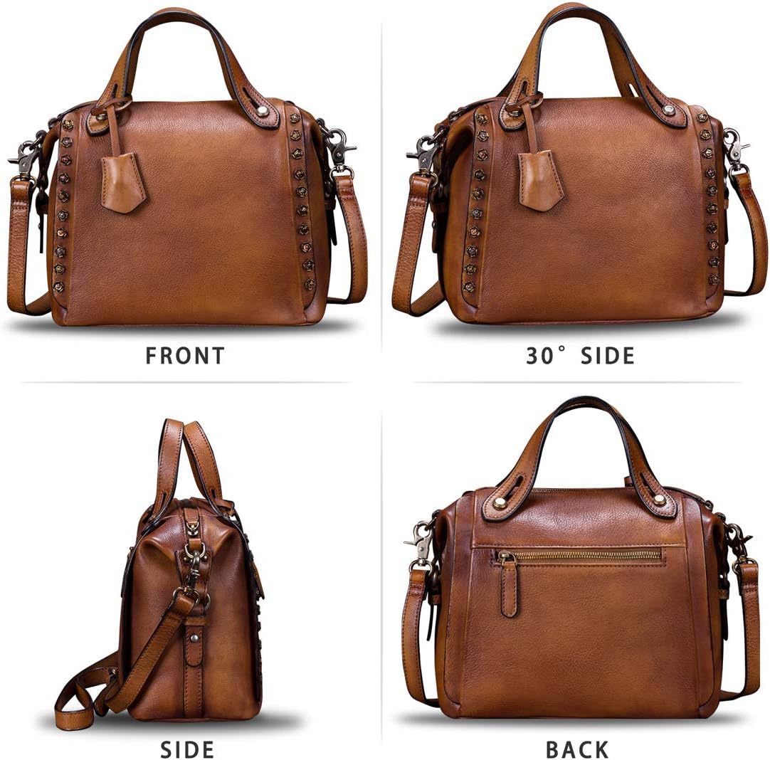 Genuine Leather Purses and Handbags for Women Vintage Handmade Fashion Leather Shoulder Bag Crossbody Satchel with Strap - Image 4