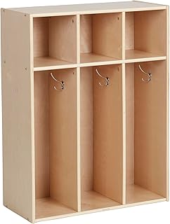 ECR4Kids Streamline 3-Section Coat Locker, Toddler Size, Kids Furniture, Natural