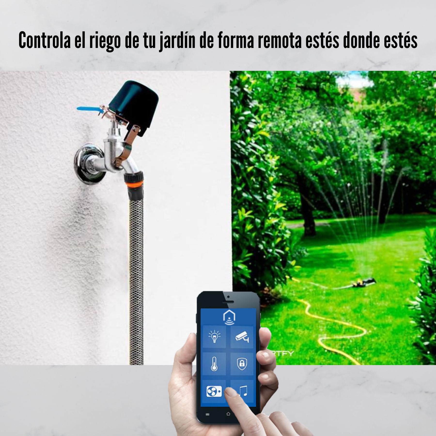 Válvula WiFi de Agua y Gas Marca España Electroválvula WiFi de Agua y Gas Compatible con Alexa y Google Home, Smart Life, Tuya, IFTTT Dispositivos iOS y Android (Negro)